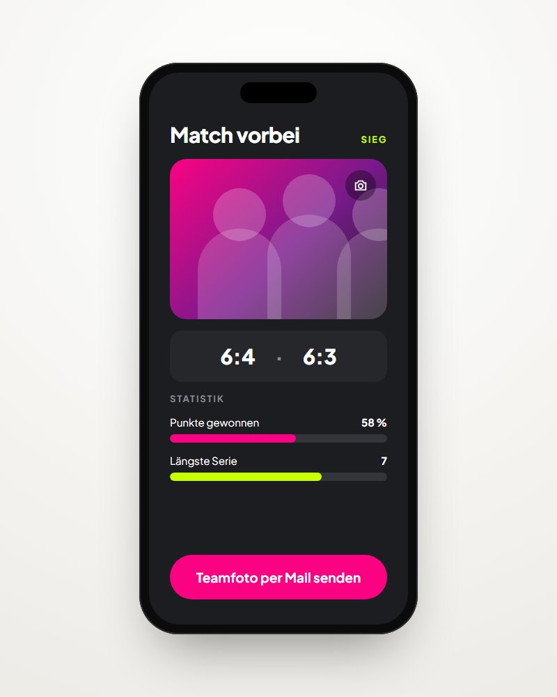 Beispielbild: Statistik und Teamfoto nach dem Spiel in der SCORE?-App