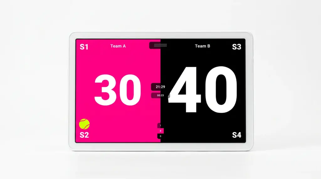 SCORE?-Tablet mit dem Spielstand 30:40